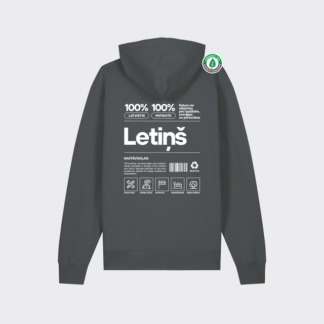 Organiskās kokvilnas hūdijs "Letiņš Etiķete"