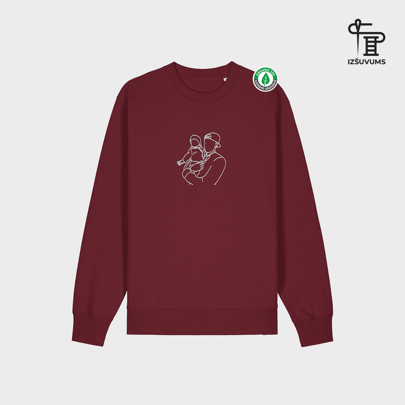 Izšūts organiskās kokvilnas džemperis ar personalizētu "Line art"