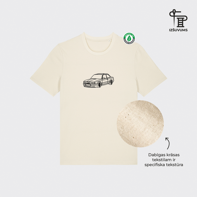 Izšūts organiskās kokvilnas T-krekls ar personalizētu "Line art"
