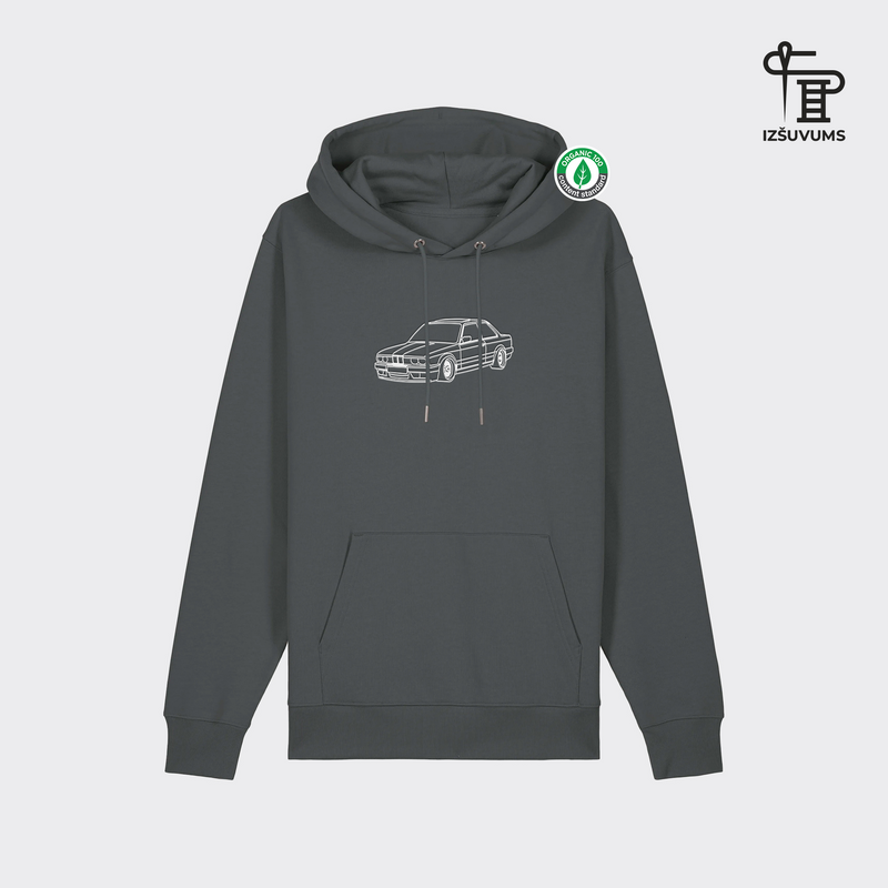 Izšūts organiskās kokvilnas hūdijs ar personalizētu "Line art"