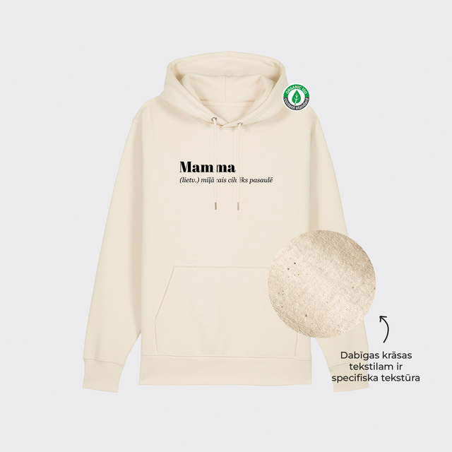 Organiskās kokvilnas hūdijs "Mamma (lietv.)"