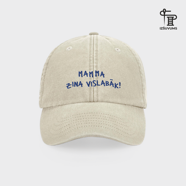 Izšūta cepure "Mamma zina vislabāk"