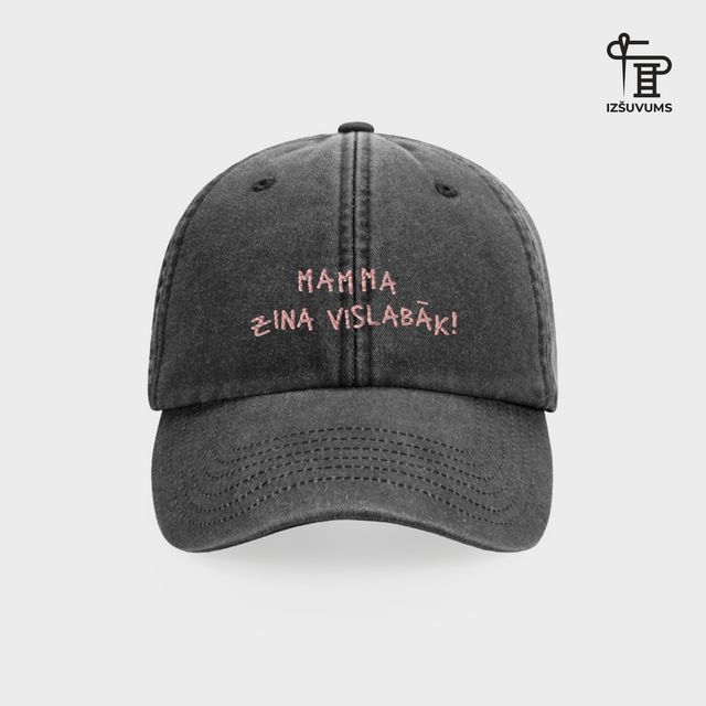 Izšūta cepure "Mamma zina vislabāk"