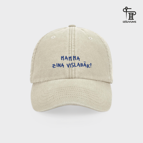 Izšūta cepure "Mamma zina vislabāk"