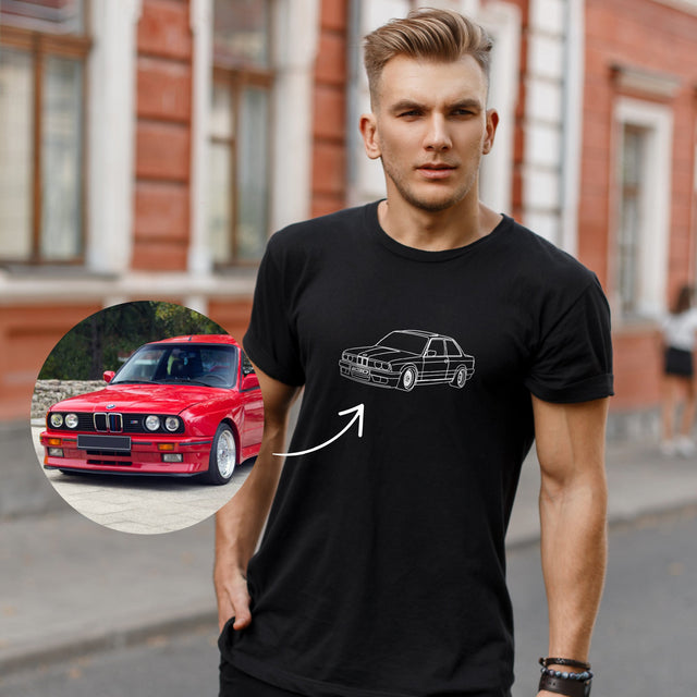 T-krekls ar personalizētu mašīnu line art