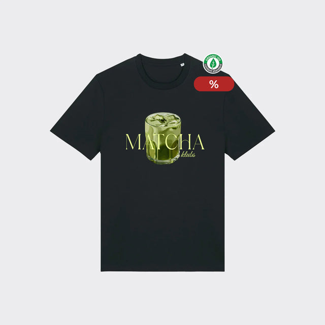 % Organiskās kokvilnas Melns S izmēra T-krekls "Matcha klubs"