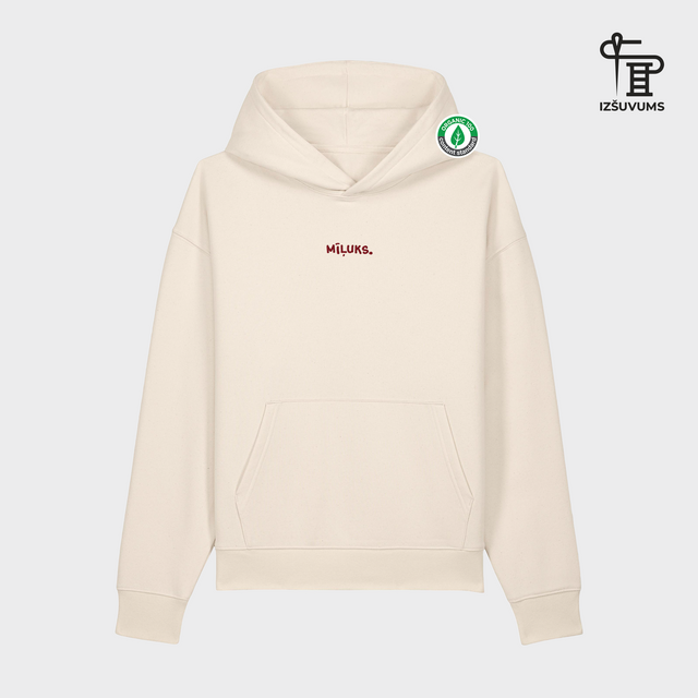 Izšūts organiskās kokvilnas hūdijs "Mīļuks"