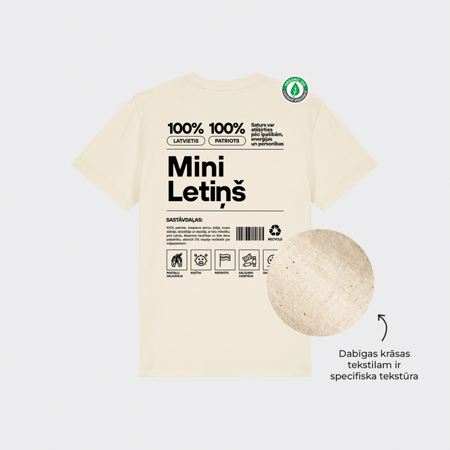 Organiskās kokvilnas bērnu T-krekls "Mini Letiņš Etiķete"