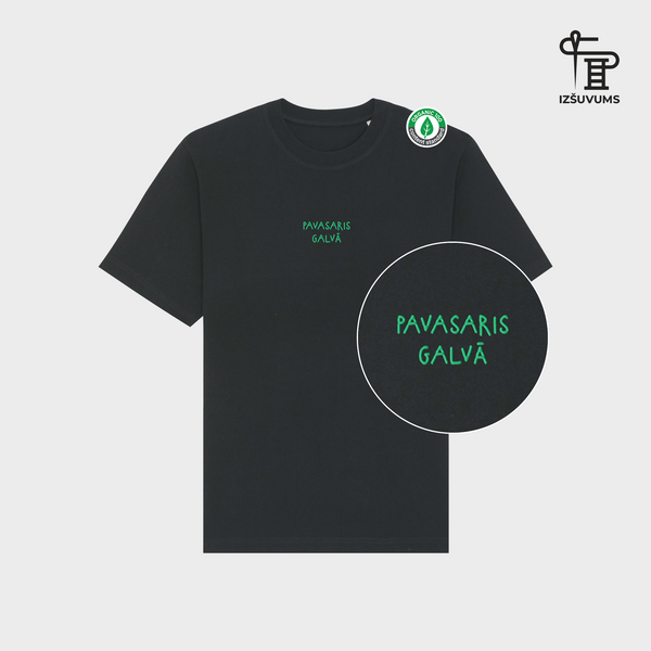 Izšūts organiskās kokvilnas oversized T-krekls "Pavasaris galvā"