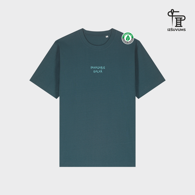 Izšūts organiskās kokvilnas oversized T-krekls "Pavasaris galvā"