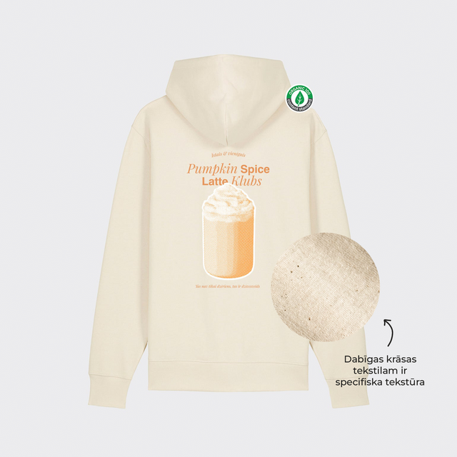 Organiskās kokvilnas hūdijs "Pumpkin spice latte klubs"