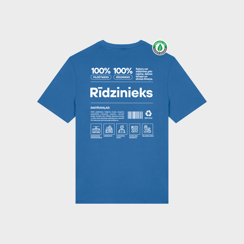 Organiskās kokvilnas T-krekls "Rīdzinieks Etiķete"