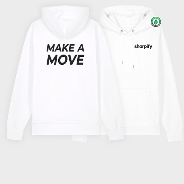 Organiskas Kokvilnas Izšūts hūdijs "Make a Move"