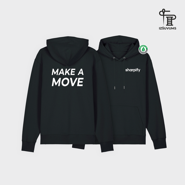 Organiskas Kokvilnas Izšūts hūdijs "Make a Move"