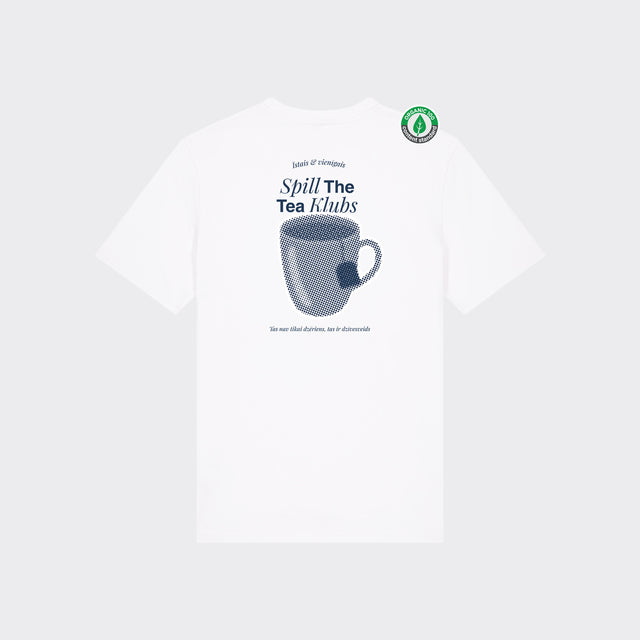 Organiskās kokvilnas T-krekls "Spill the tea klubs"