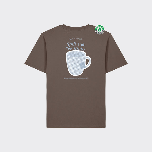 Organiskās kokvilnas T-krekls "Spill the tea klubs"
