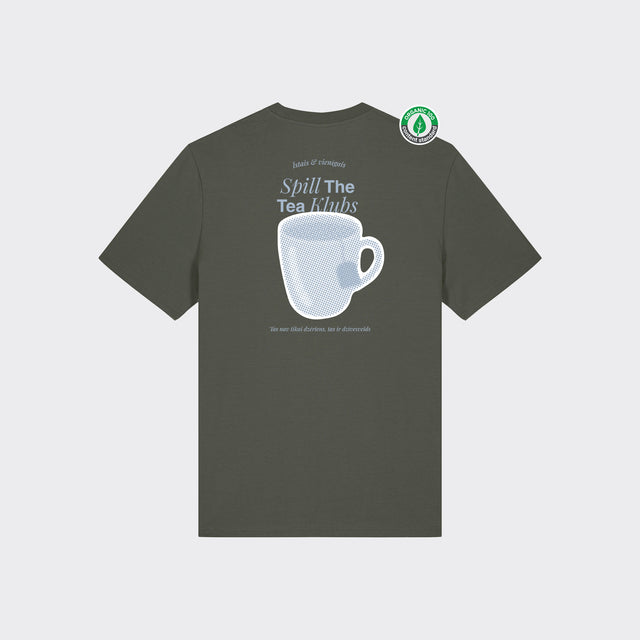 Organiskās kokvilnas T-krekls "Spill the tea klubs"