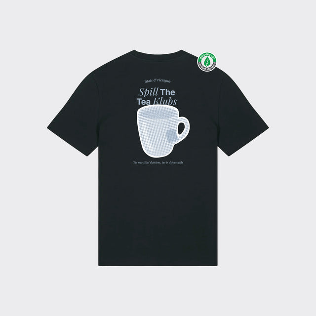 Organiskās kokvilnas T-krekls "Spill the tea klubs"