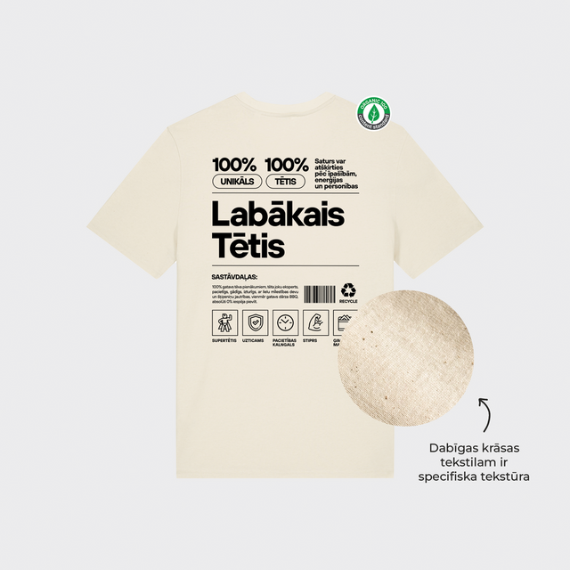 Organiskās kokvilnas T-krekls "Tētis Etiķete"