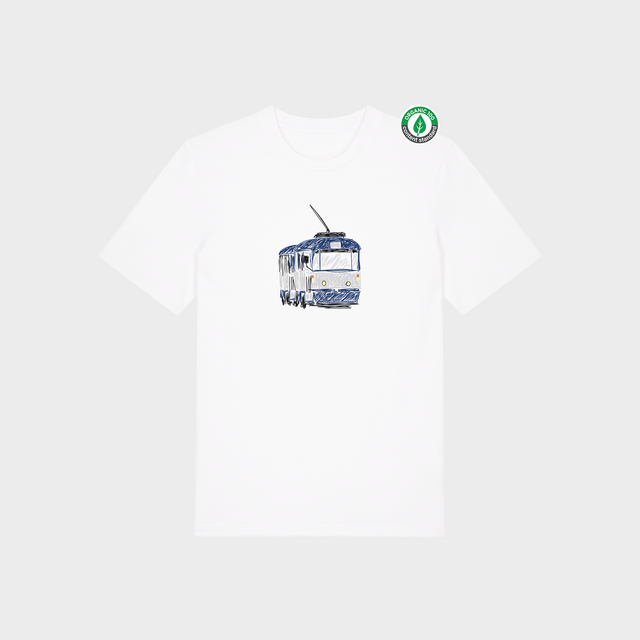 Organiskās kokvilnas T-krekls "Tramvajs"