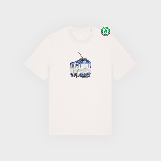 Organiskās kokvilnas T-krekls "Tramvajs"