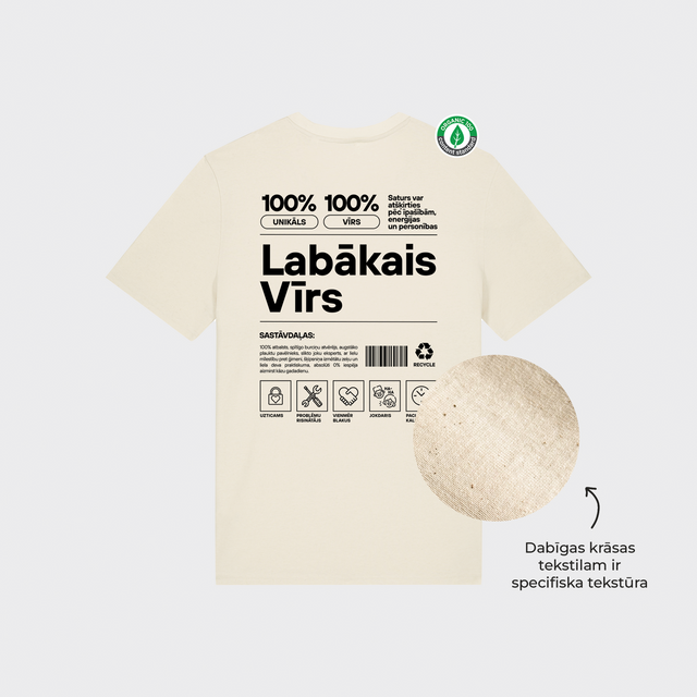 Organiskās kokvilnas T-krekls "Vīrs Etiķete"