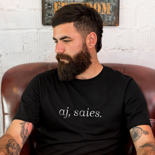 Organiskās kokvilnas T-krekls "aj, saies."