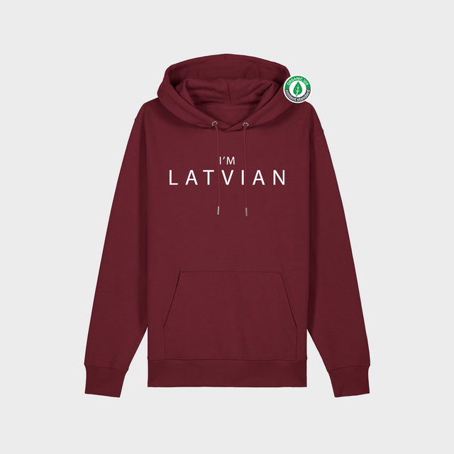 Organiskās kokvilnas hūdijs "I'm Latvian"