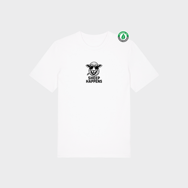 Organiskās kokvilnas T-krekls "Sheep Happens"