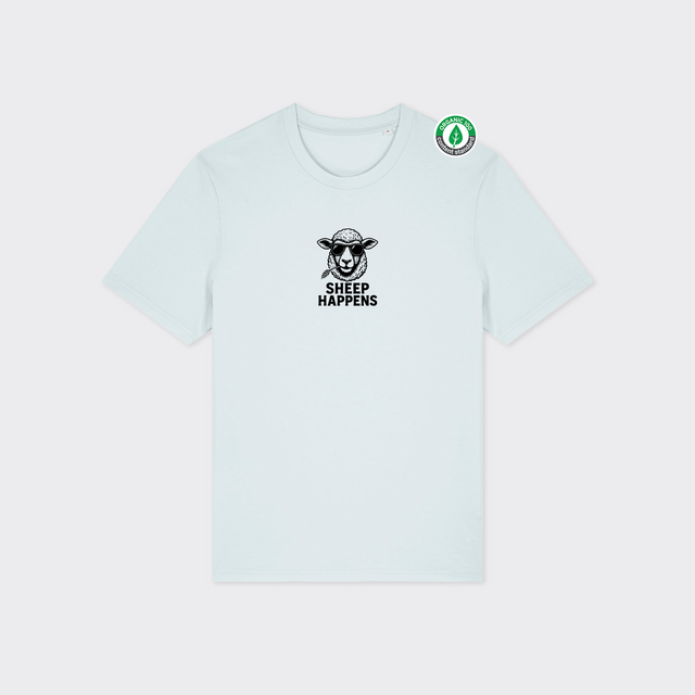 Organiskās kokvilnas T-krekls "Sheep Happens"