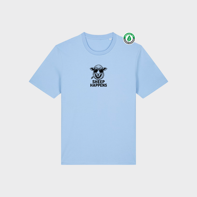 Organiskās kokvilnas T-krekls "Sheep Happens"