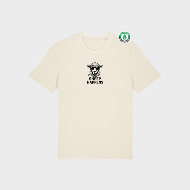 Organiskās kokvilnas T-krekls "Sheep Happens"