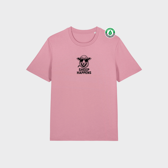 Organiskās kokvilnas T-krekls "Sheep Happens"