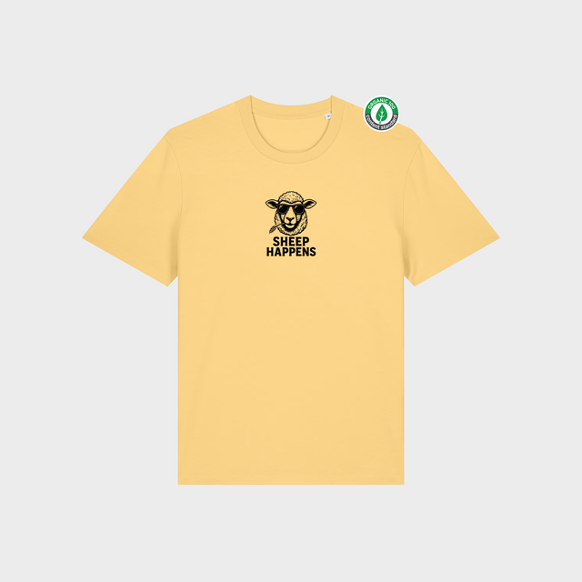 Organiskās kokvilnas T-krekls "Sheep Happens"