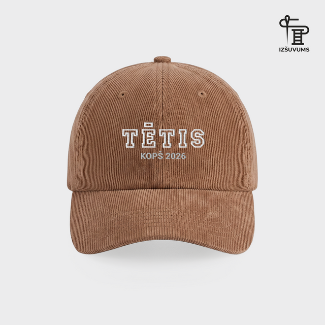 Izšūta velveta cepure "Tētis" ar personalizējamu gadu