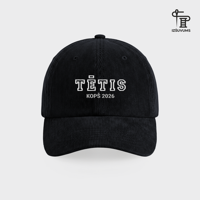 Izšūta velveta cepure "Tētis" ar personalizējamu gadu
