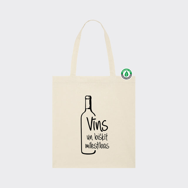 Auduma maisiņš "Vīns un bišķīt mīlestības"